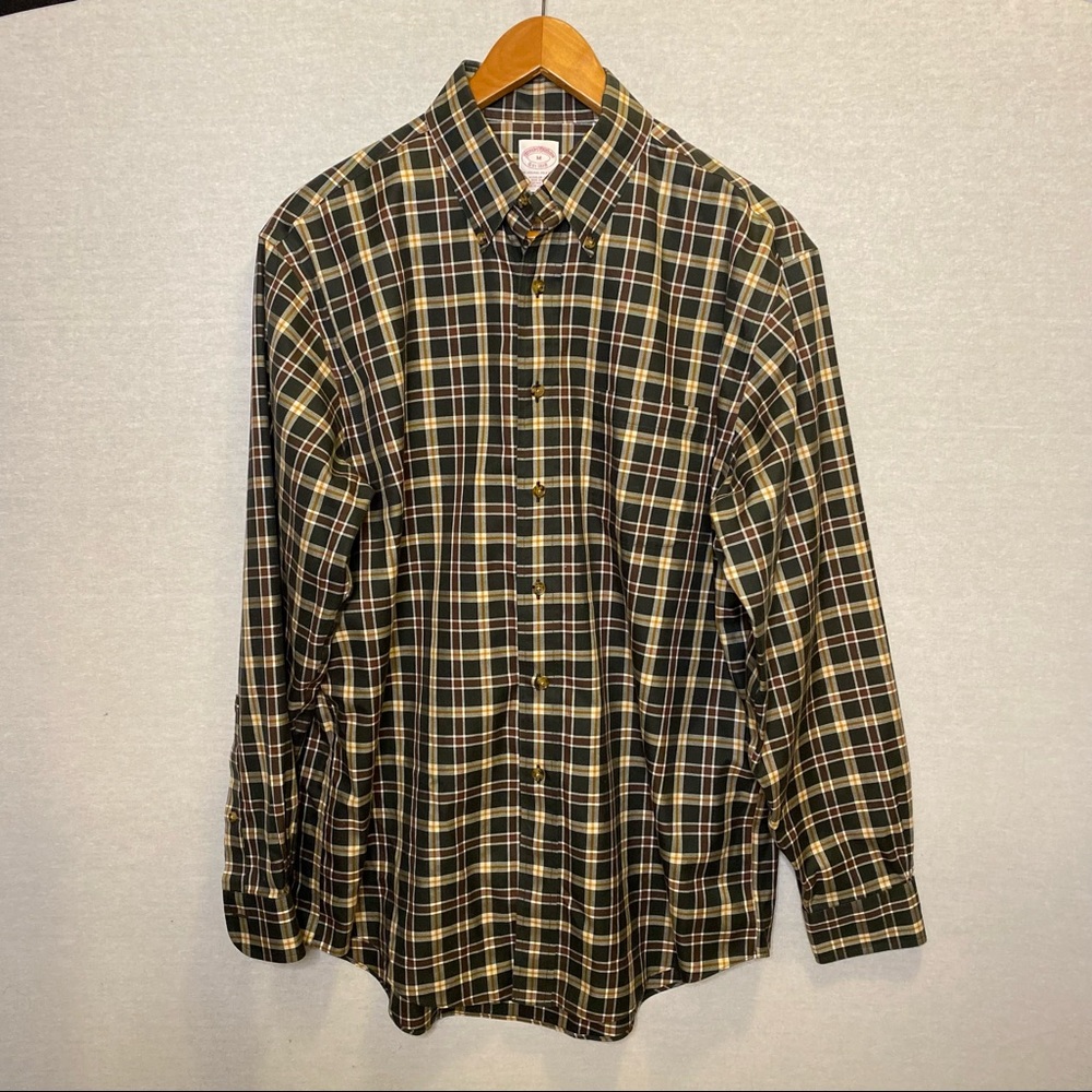 Brooks Brothers Black and Gold Plaid Button Down Shirt
